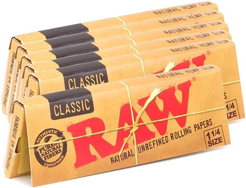 Raw Unrefined Classic 1.25 1 1/4 Size Cigarette Rolling Papers, 50 Count product photo