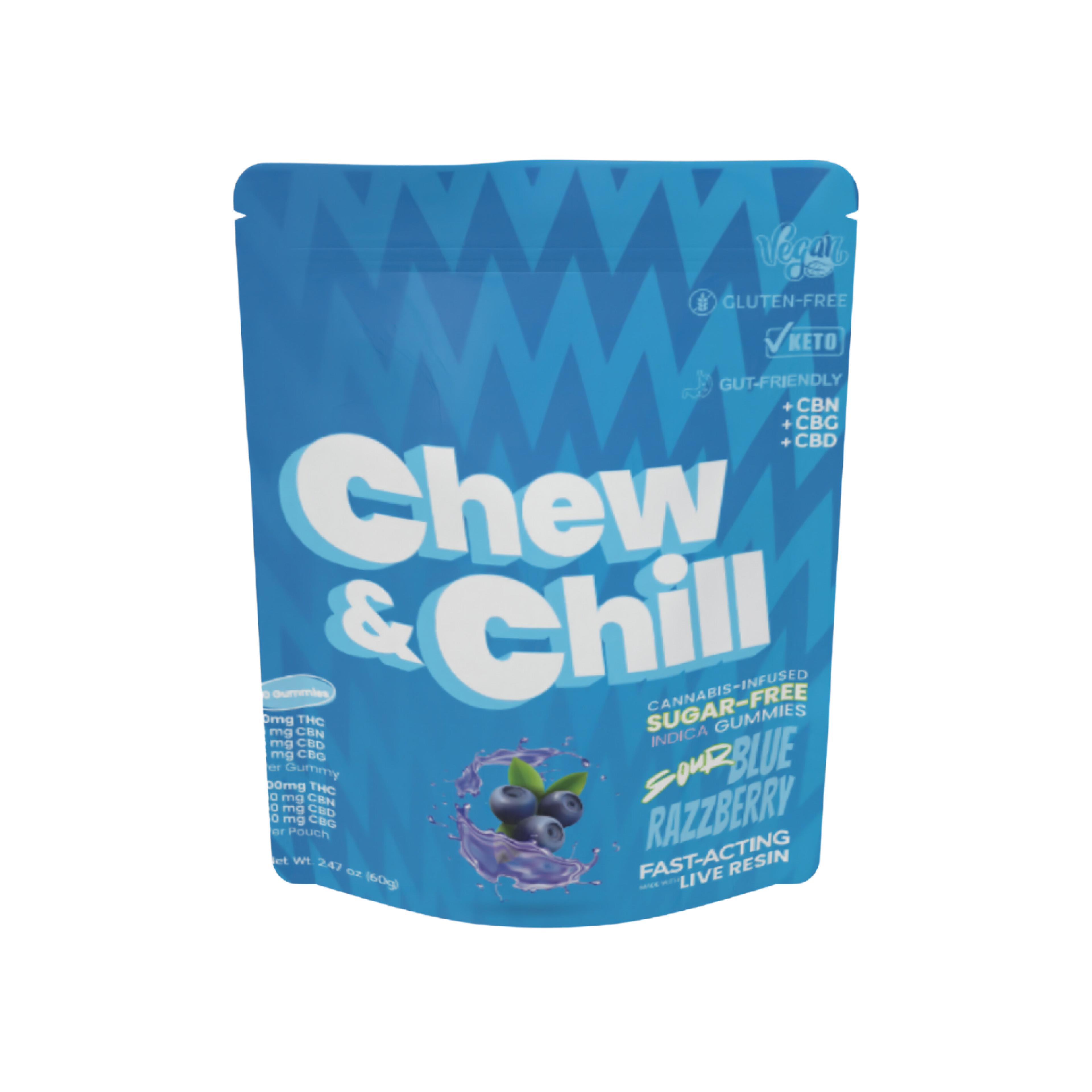 Sour Blue Razz Chew & Chill *Sugar Free* Gummies ( Taste Good & Melt In Your Mouth) product photo